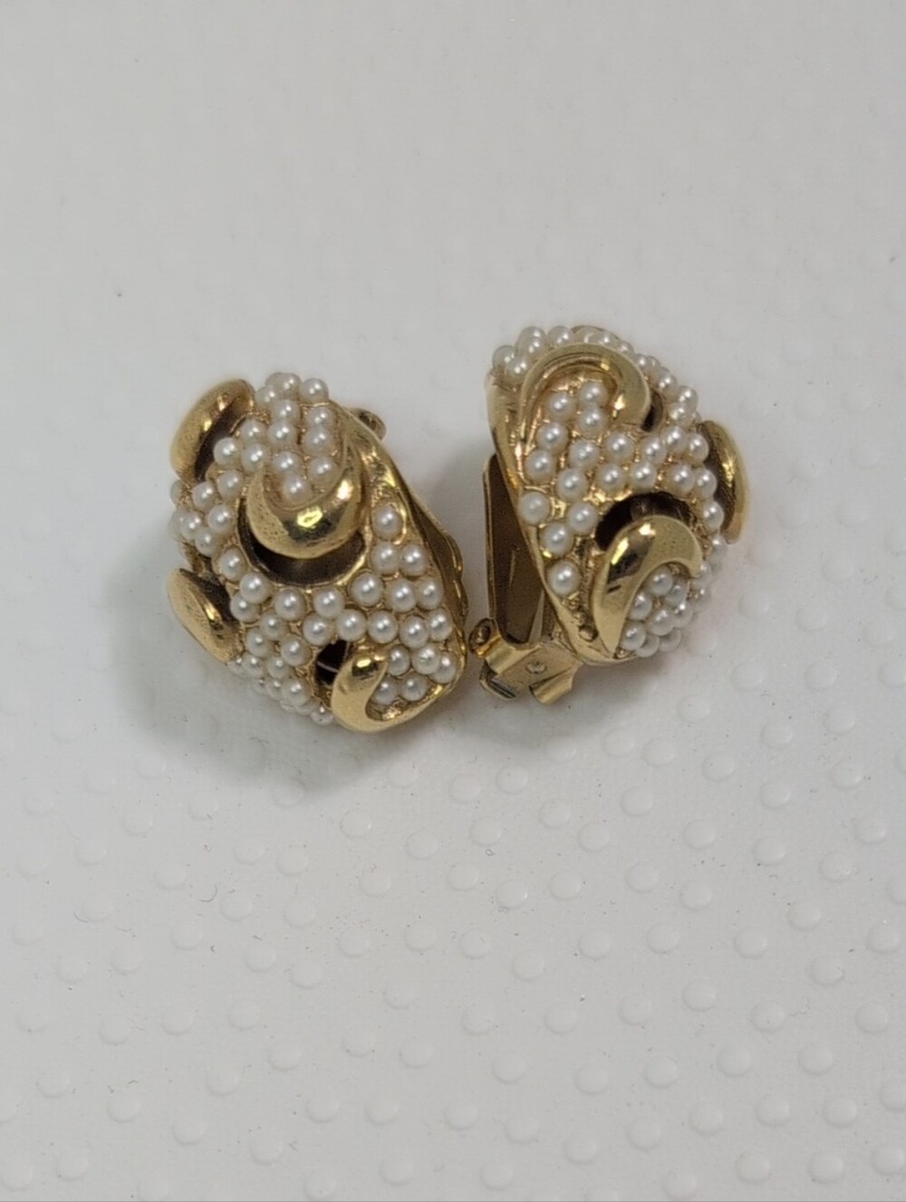Gold-Tone Cluster Pearl Clip-On Earrings